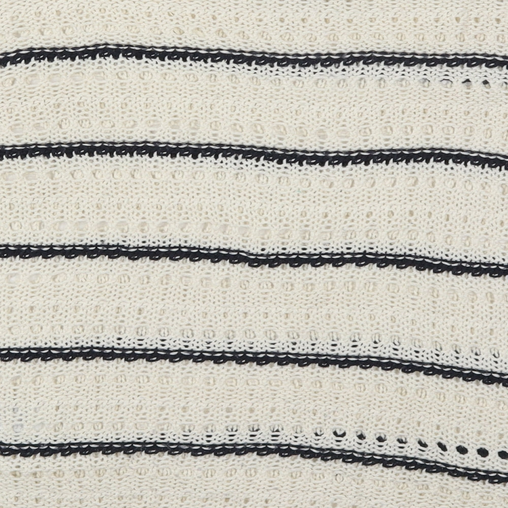 New Look Womens Ivory Round Neck Striped Acrylic Pullover Jumper Size S