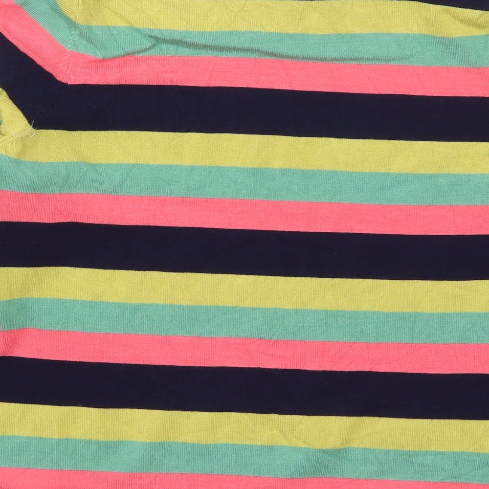 Harkel Womens Green Crew Neck Striped Viscose Pullover Jumper Size 14 - Pink