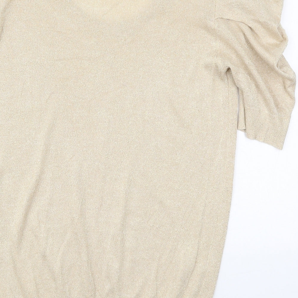 Peacocks Womens Beige Round Neck Viscose Pullover Jumper Size 12