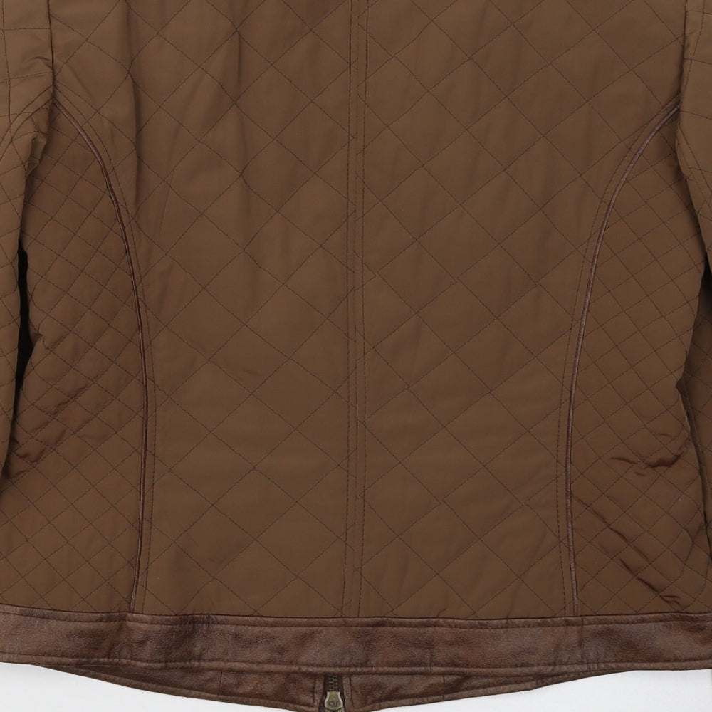 Bianca Womens Brown Quilted Jacket Size 10 Zip