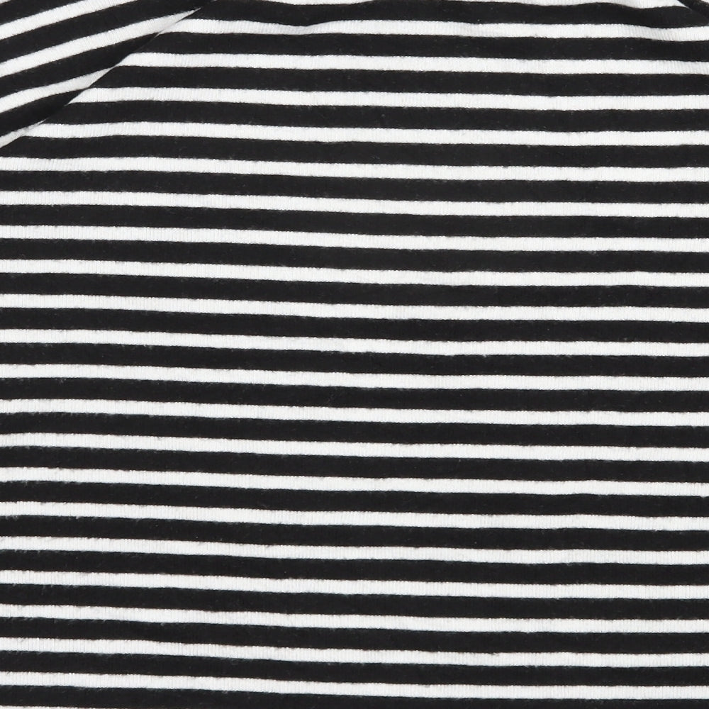 H&M Womens Black Round Neck Striped Viscose Pullover Jumper Size M