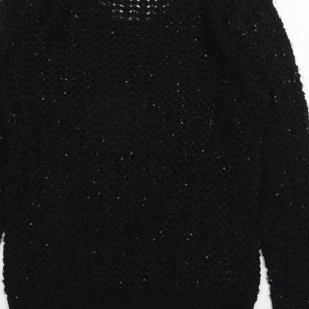 NEXT Womens Black Scoop Neck Acrylic Pullover Jumper Size S
