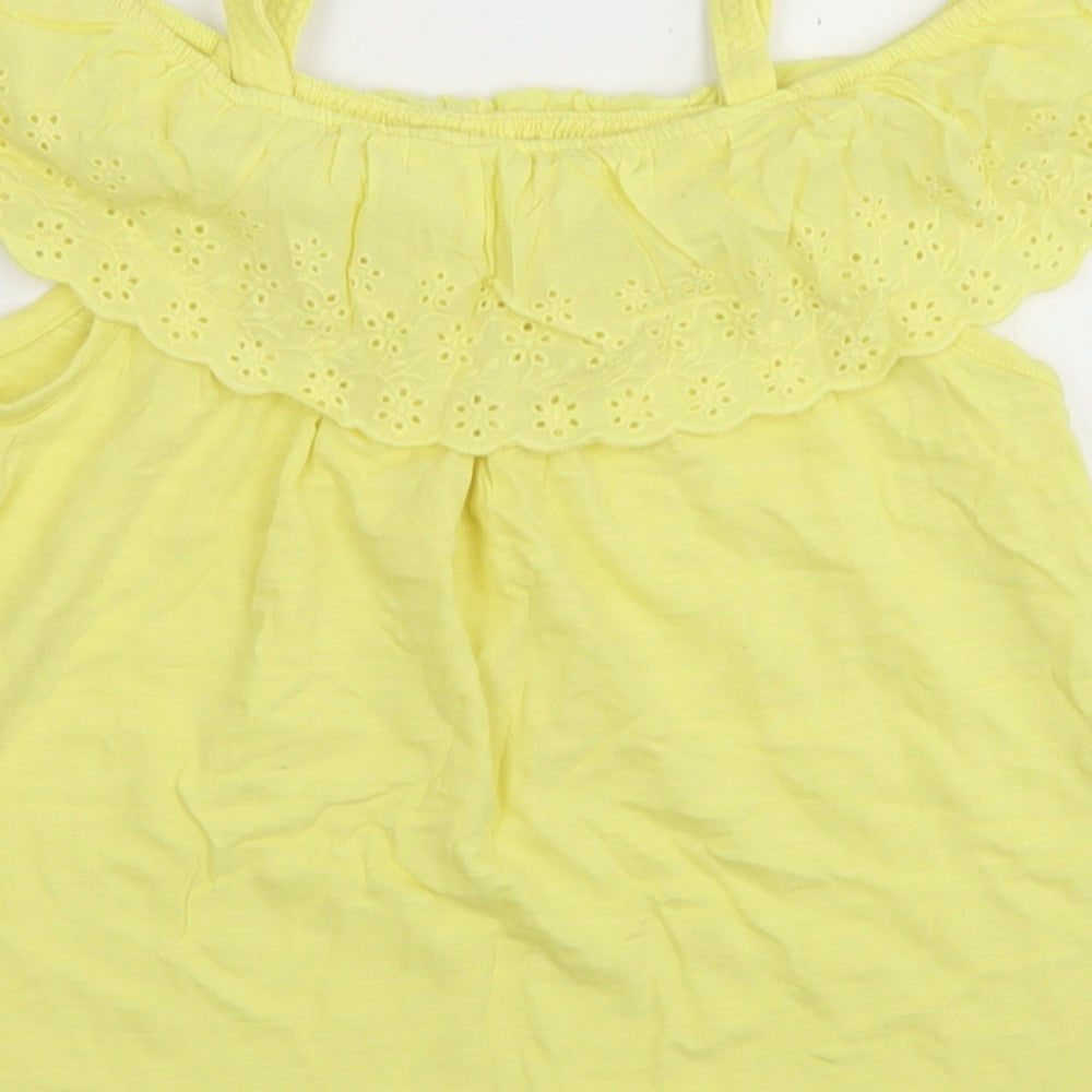 Dunnes Stores Girls Yellow Cotton Basic T-Shirt Size 10 Years Off the Shoulder - Cold Shoulder
