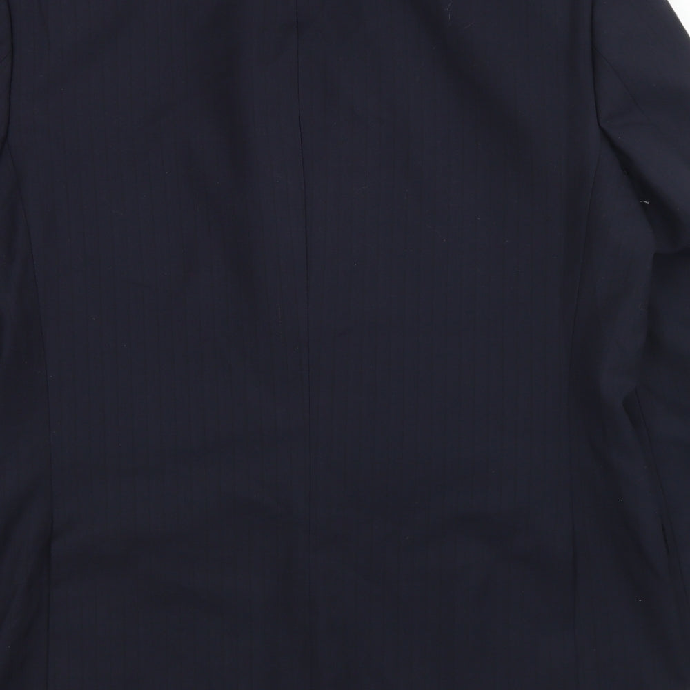 Preworn Mens Blue Striped Wool Jacket Blazer Size 40