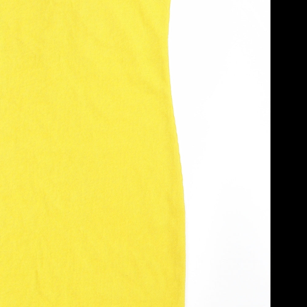 H&M Womens Yellow Polyester Pencil Dress Size S Off the Shoulder