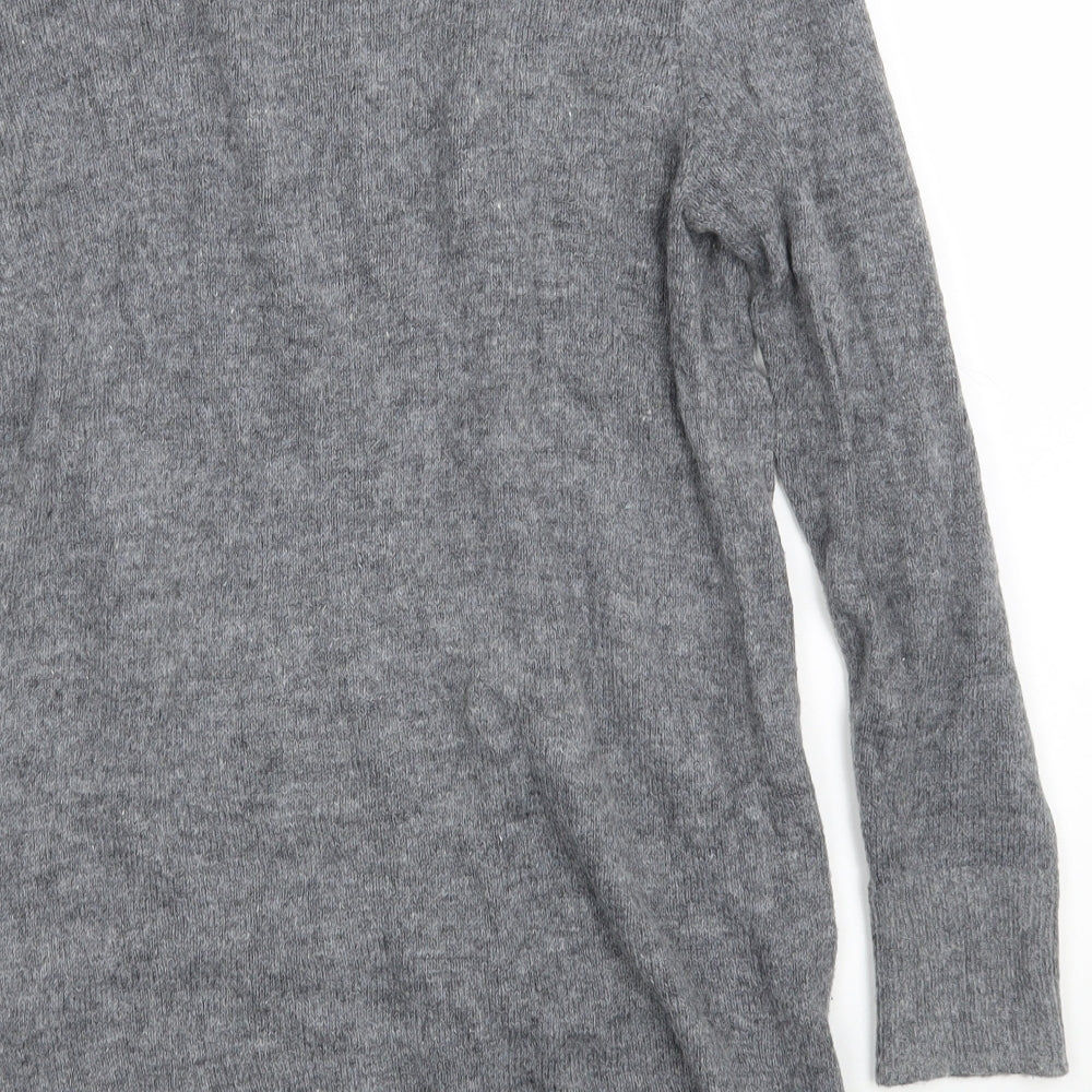 Miss Selfridge Womens Grey Boat Neck Nylon Pullover Jumper Size 12