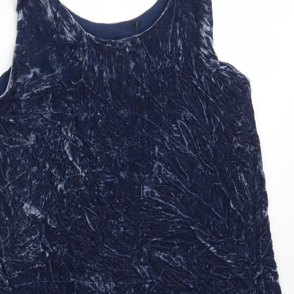 Marks and Spencer Womens Blue Viscose Vest Sweatshirt Size 10 - Crushed Velvet