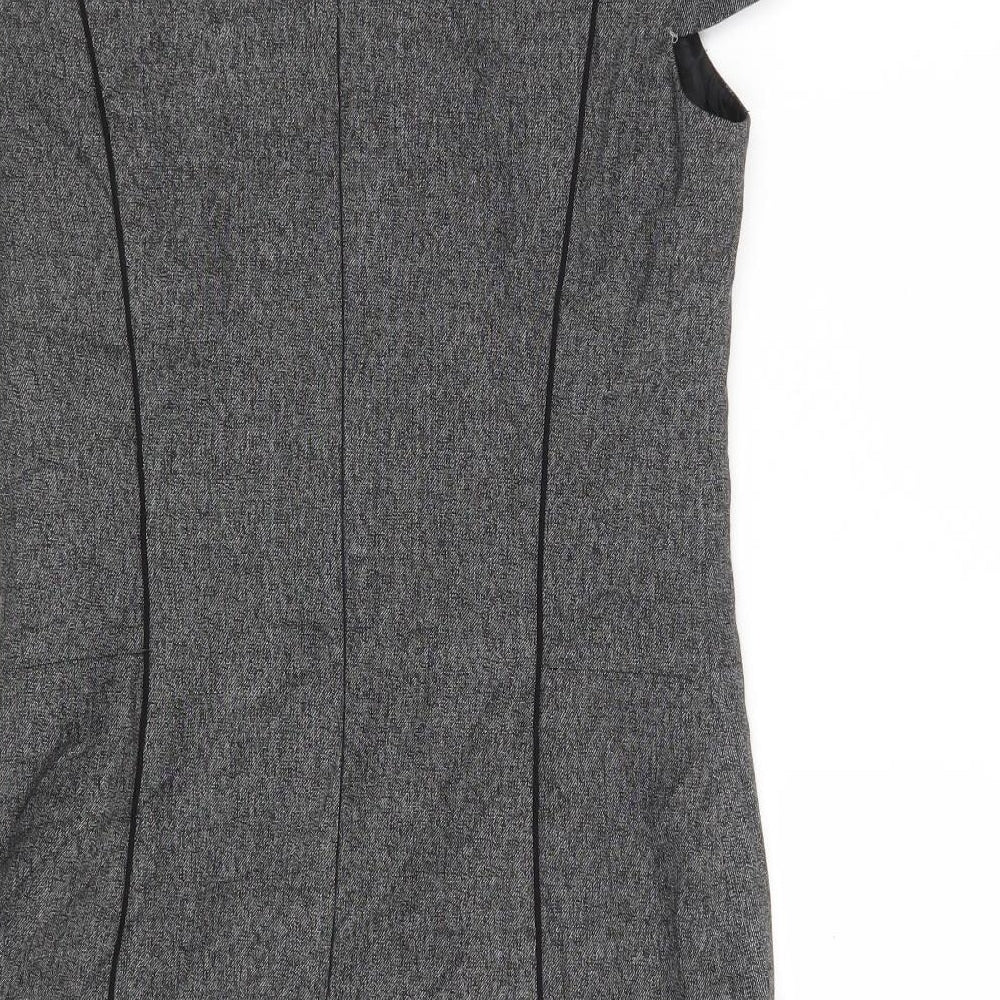 NEXT Womens Grey Polyester A-Line Size 8 Boat Neck Zip