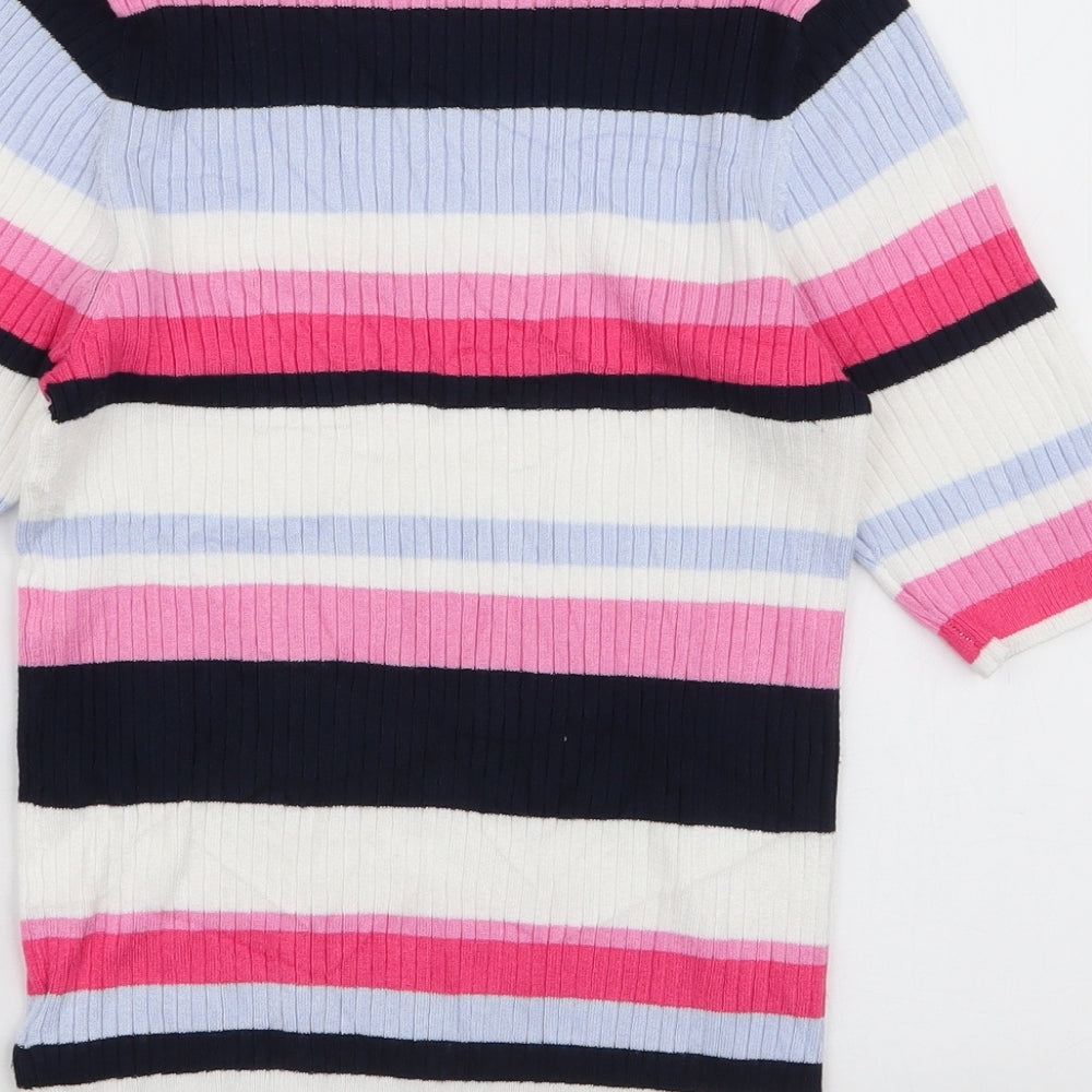 Marks & Spencer Womens Multicoloured Round Neck Striped Viscose Pullover Jumper Size 10