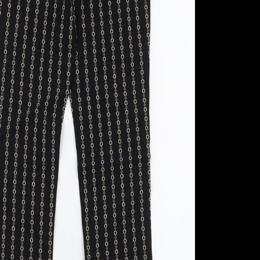MNG Basics Womens Black Geometric Polyester Trousers Size 8 L27 in Slim Zip
