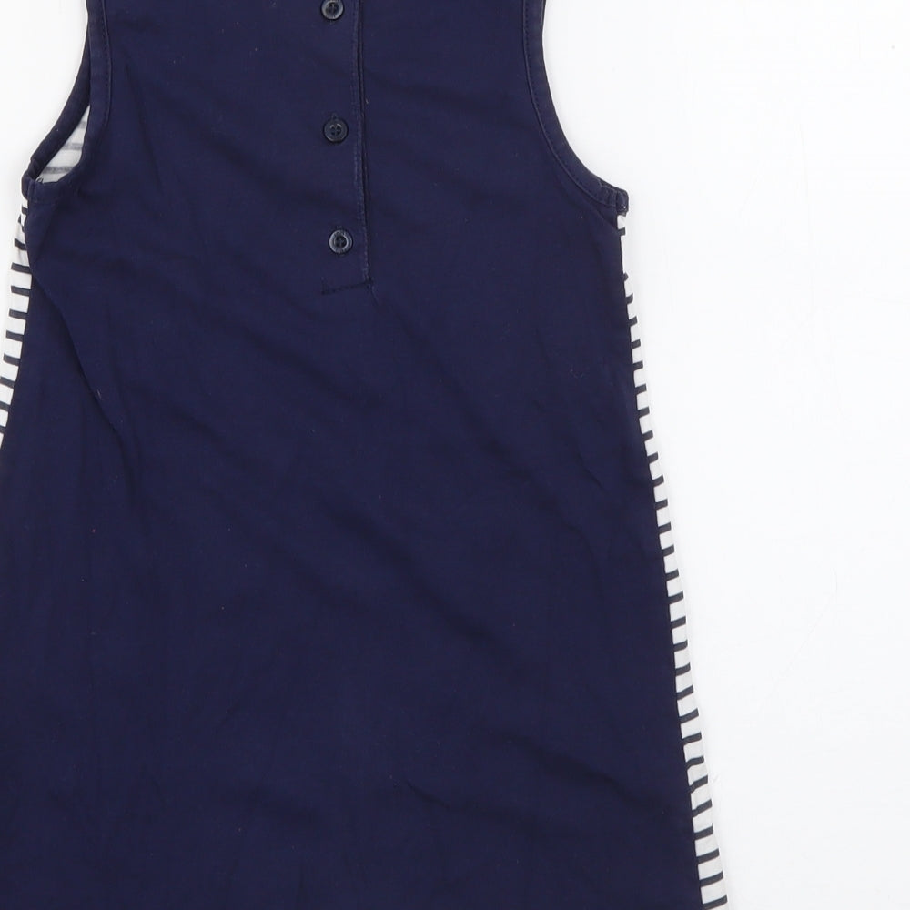 minicone Girls Blue Striped Cotton Tank Dress Size 3 Years Round Neck