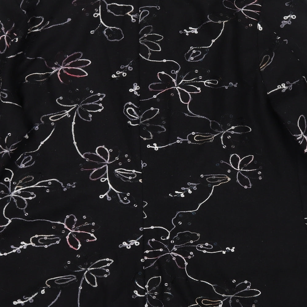 Exclusive Womens Black Floral Jacket Blazer Size M Button