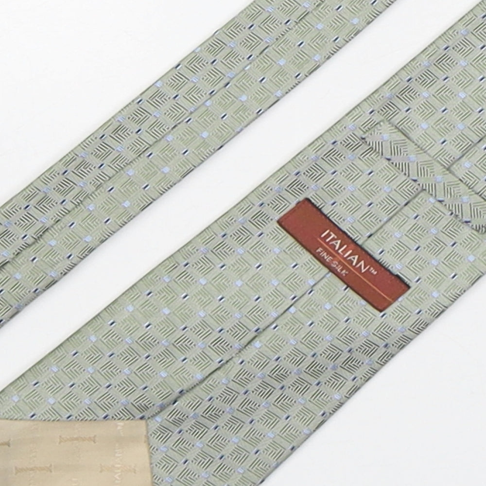 Marks & Spencer Mens Green Plaids & Checks Silk Pointed Tie One Size