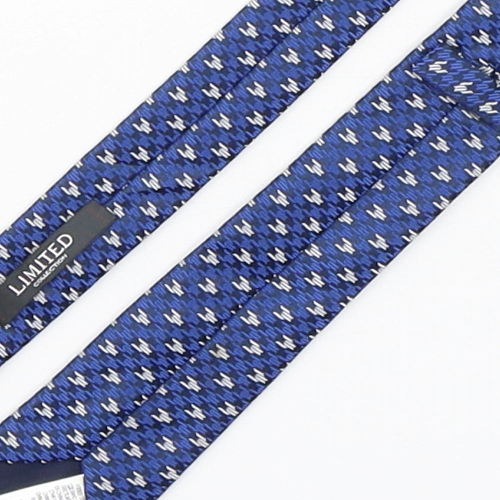 Marks & Spencer Mens Blue Geometric Polyester Pointed Tie One Size