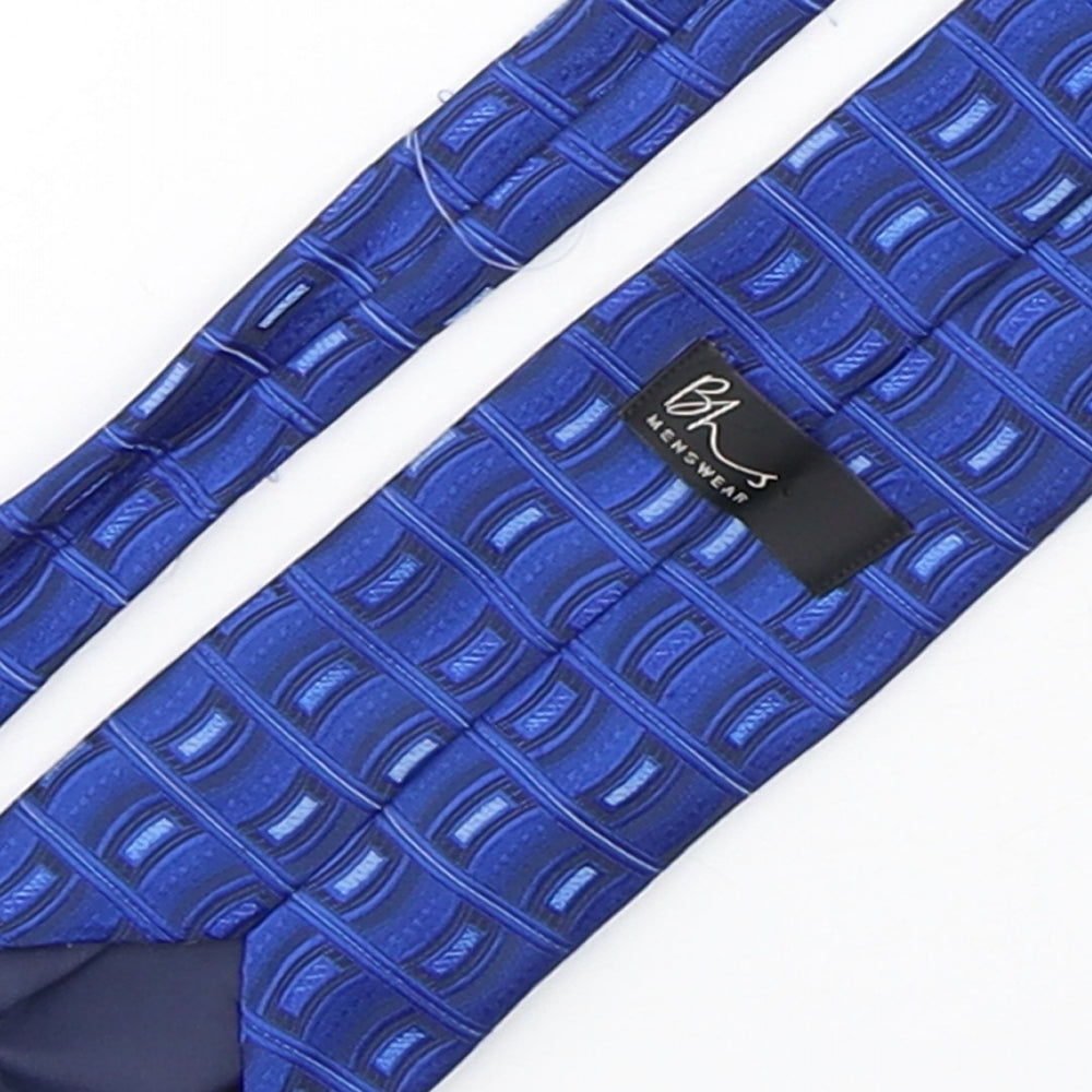 BHS Mens Blue Geometric Polyester Pointed Tie One Size
