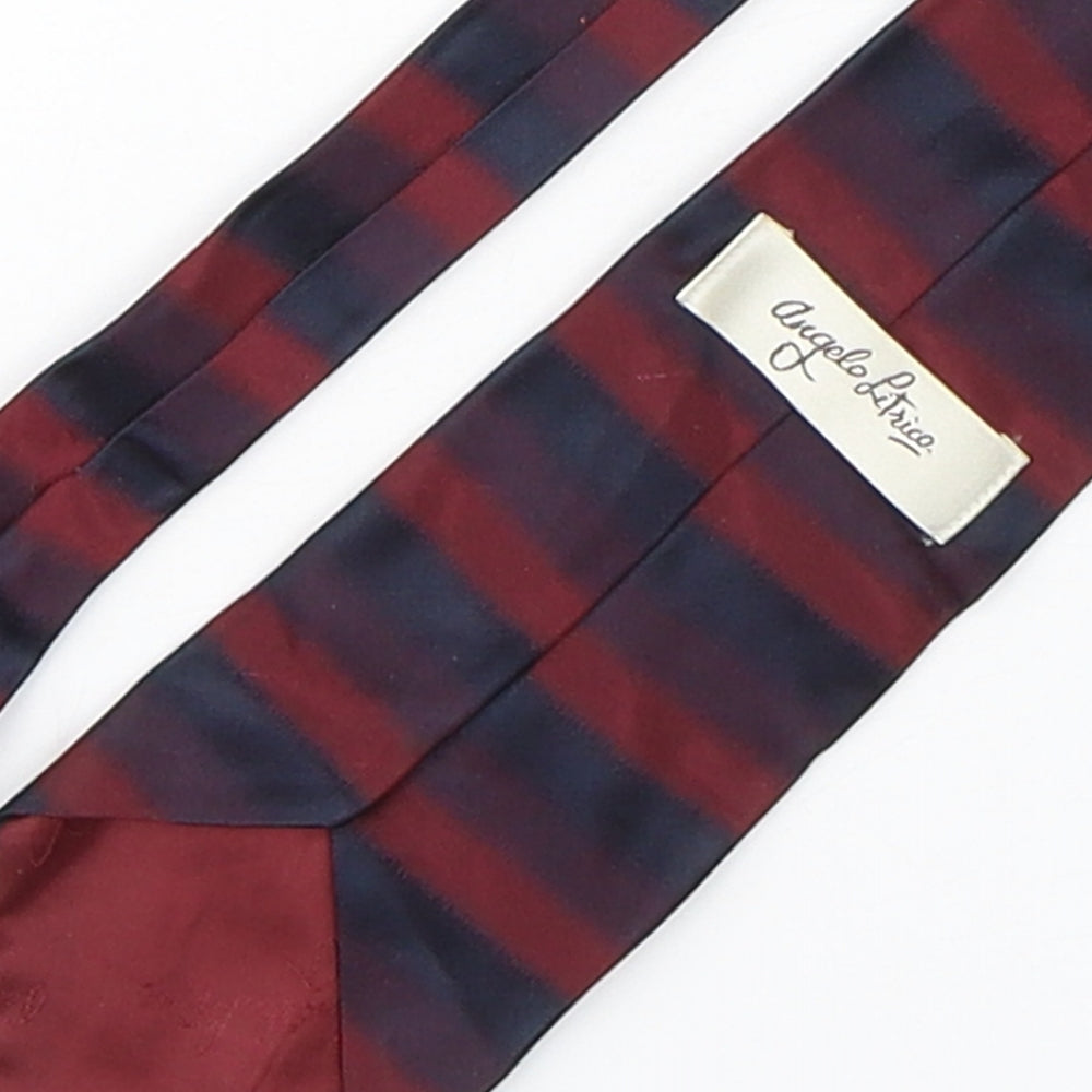 Angelo Litrico Mens Multicoloured Striped Silk Pointed Tie One Size
