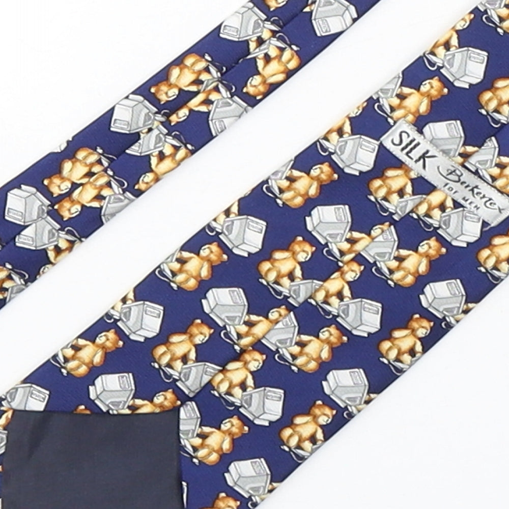 Berkertex Mens Multicoloured Geometric Silk Pointed Tie One Size - Teddy Bears