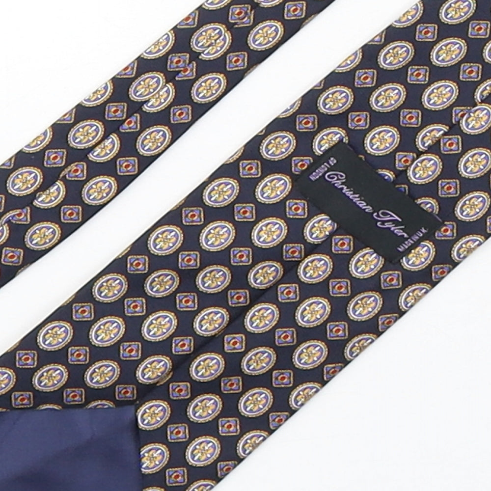 Christian Tyler Mens Multicoloured Geometric Silk Pointed Tie One Size