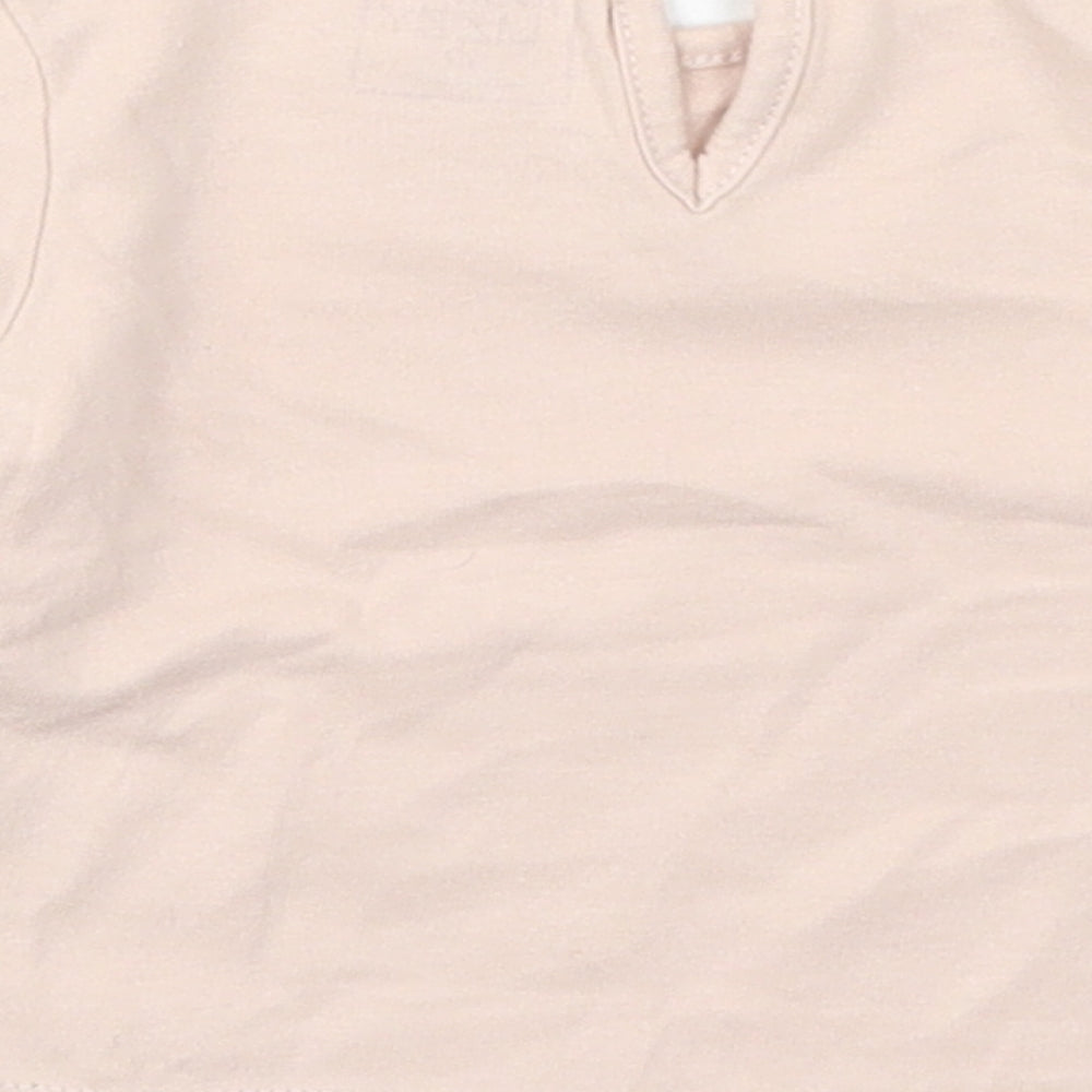 Just Lizzy Girls Pink Cotton Basic T-Shirt Size 6-9 Months Round Neck Pullover - Happy