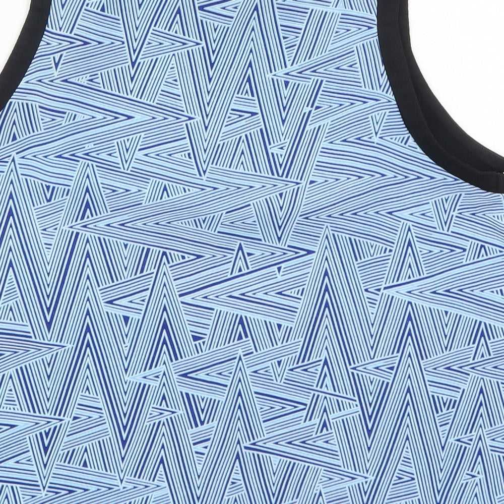 Neon Rose Womens Blue Geometric Polyester Basic Tank Size 10 Crew Neck