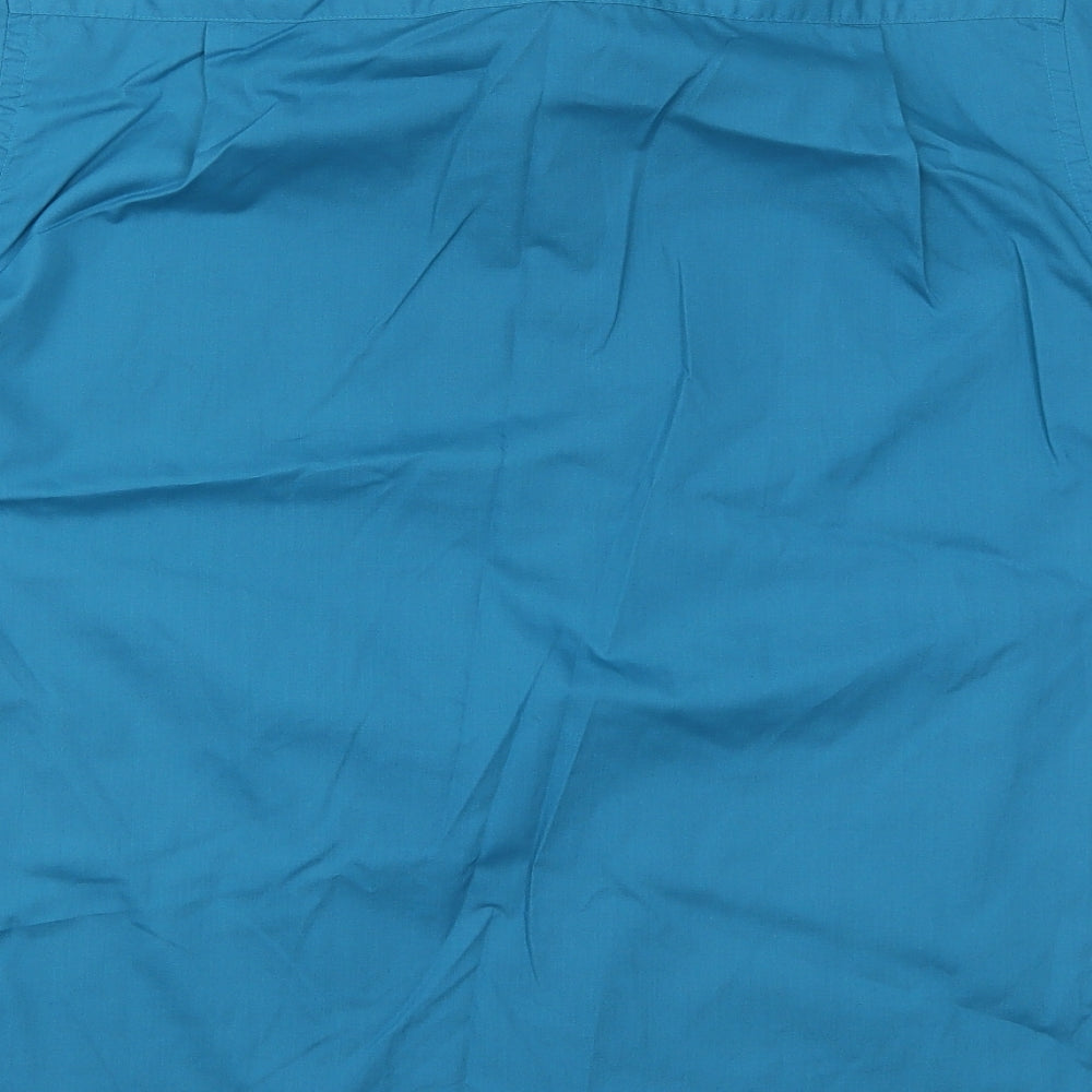 BHS Mens Blue Polyester Button-Up Size 16 Collared Button