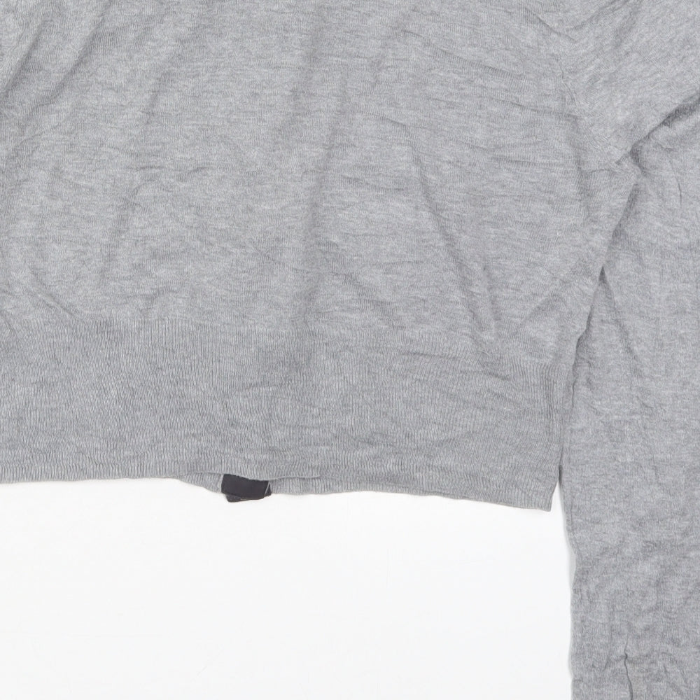 Planet Womens Grey Round Neck Cotton Cardigan Jumper Size XL