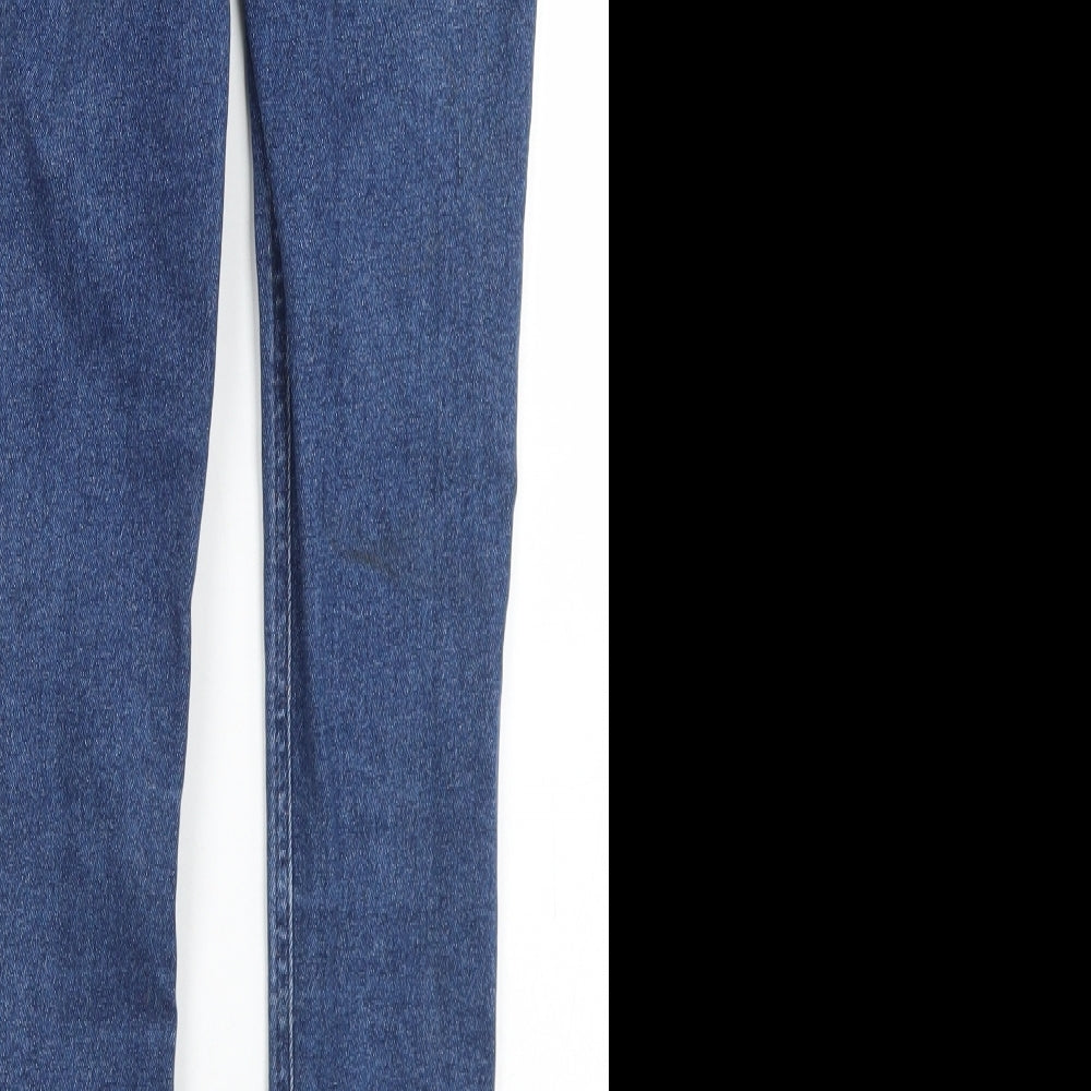 New Look Girls Blue Cotton Skinny Jeans Size 12 Years Regular Button - High Waist