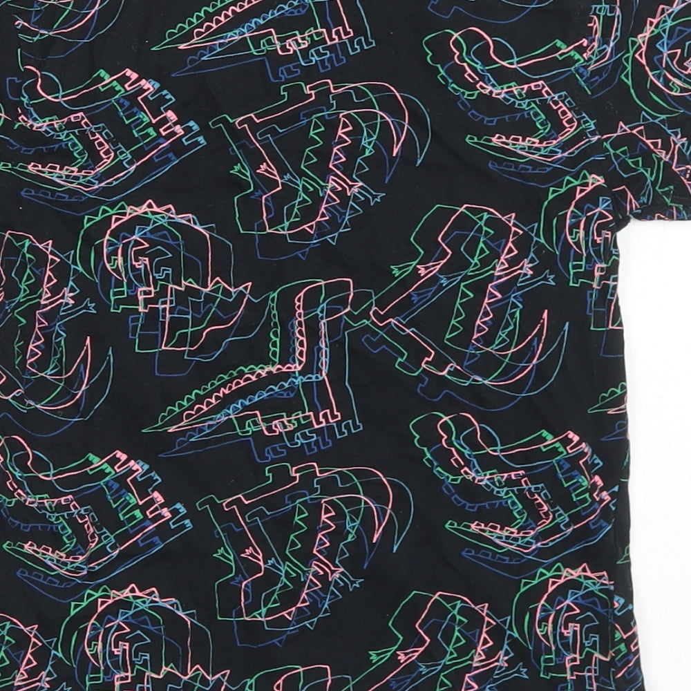 George Boys Black Geometric Cotton Basic T-Shirt Size 5-6 Years Crew Neck - Dinosaurs