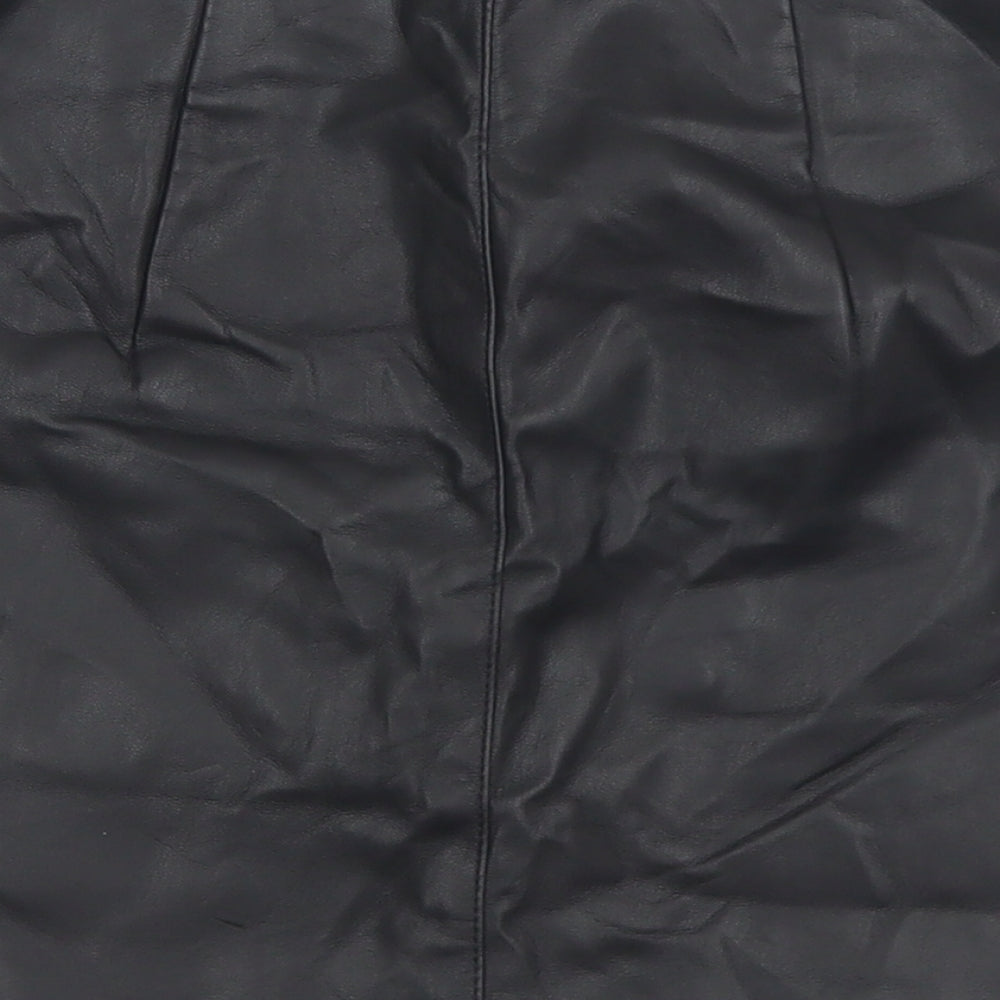 Divided Womens Black Polyester A-Line Skirt Size 4 Snap