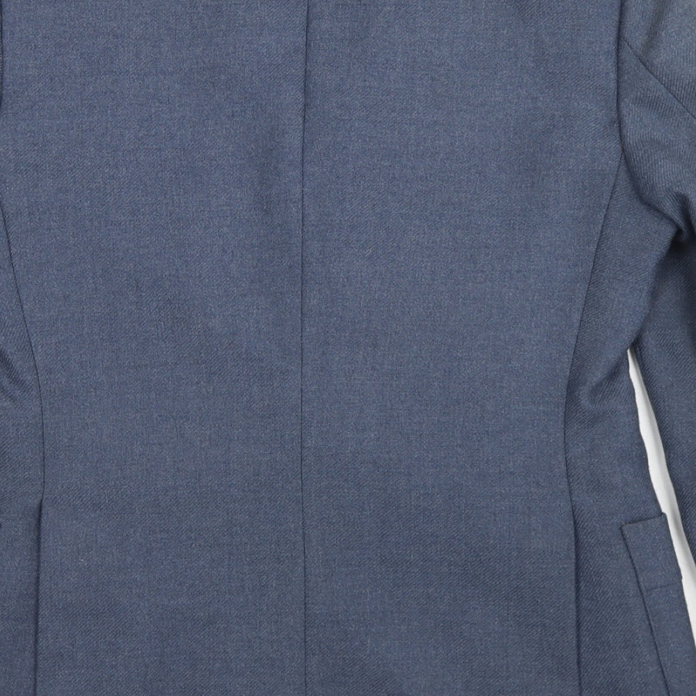 Preworn Mens Blue Polyester Jacket Blazer Size 38