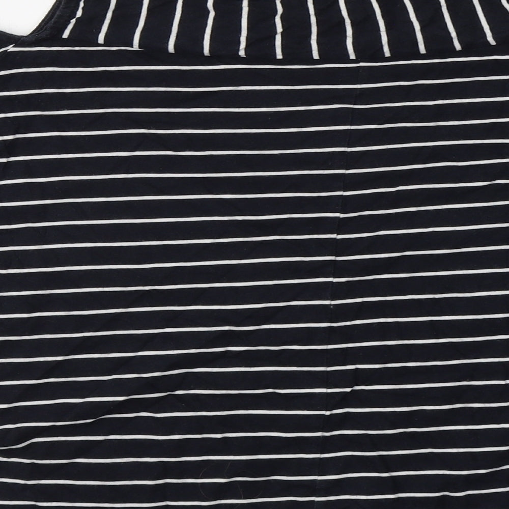 ASOS Womens Blue Striped Cotton Basic Blouse Size 12 Round Neck