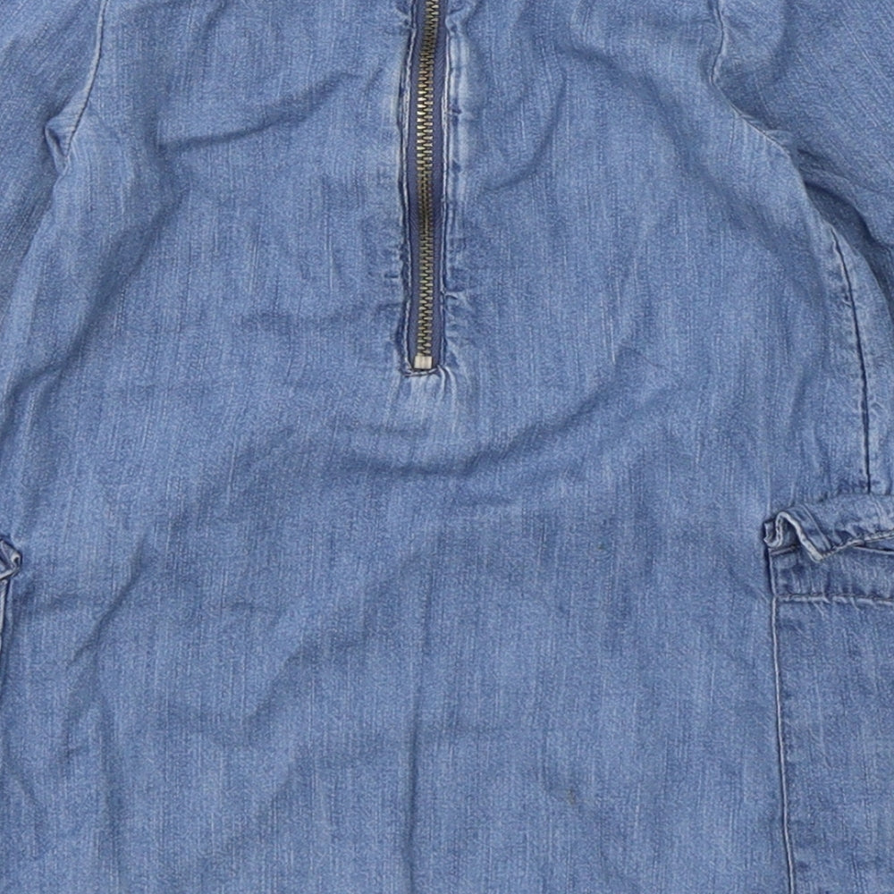 Gap Girls Blue Cotton A-Line Size 2 Years Round Neck Zip