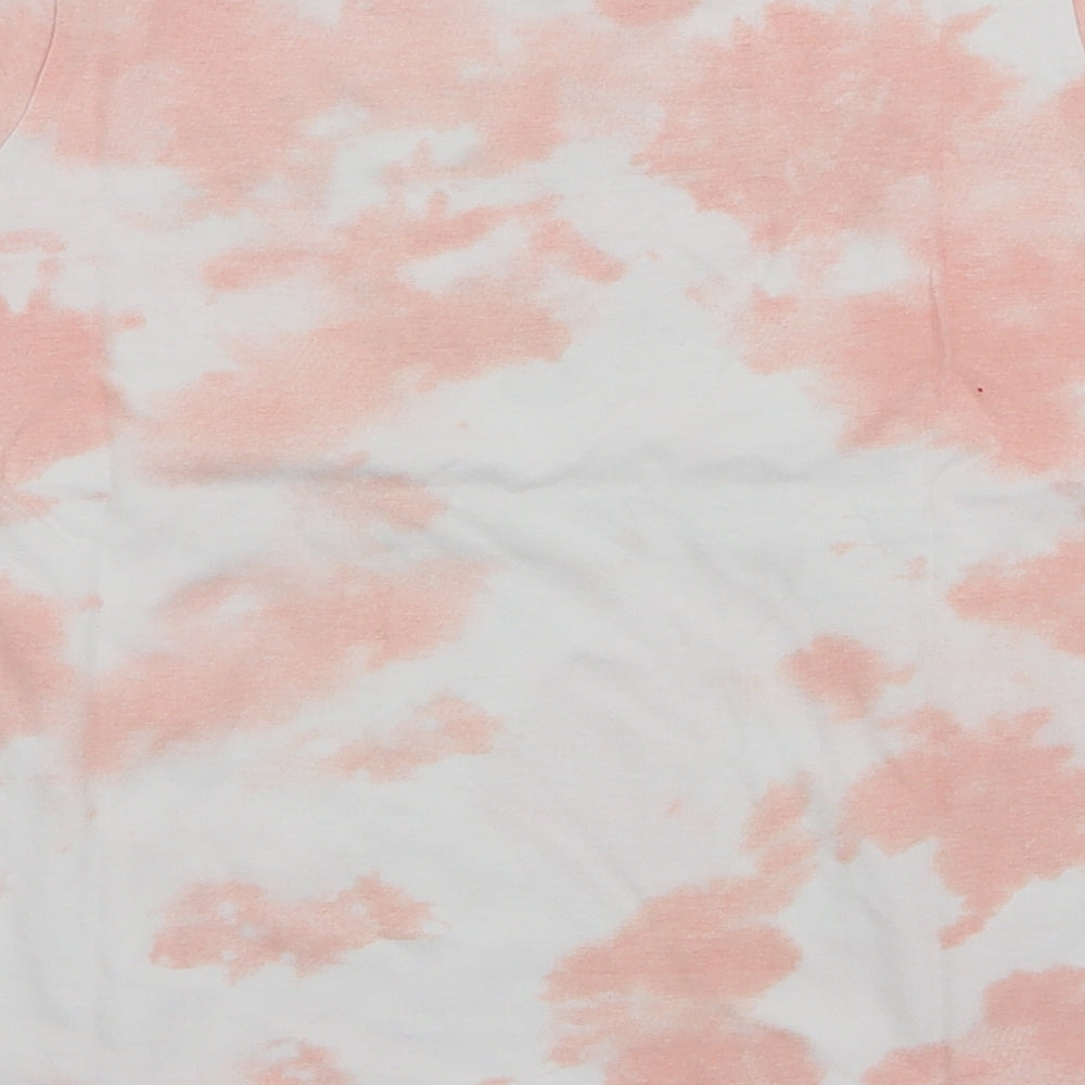 Primark Girls Pink 100% Cotton Jersey T-Shirt Size 10-11 Years Round Neck Pullover - Tie dye