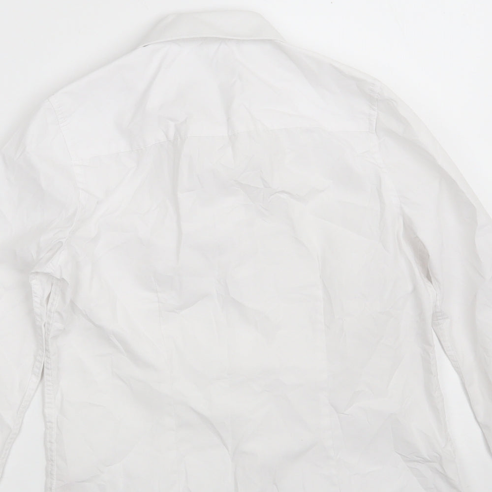 F&F Girls White Polyester Basic Button-Up Size 9-10 Years Collared Button