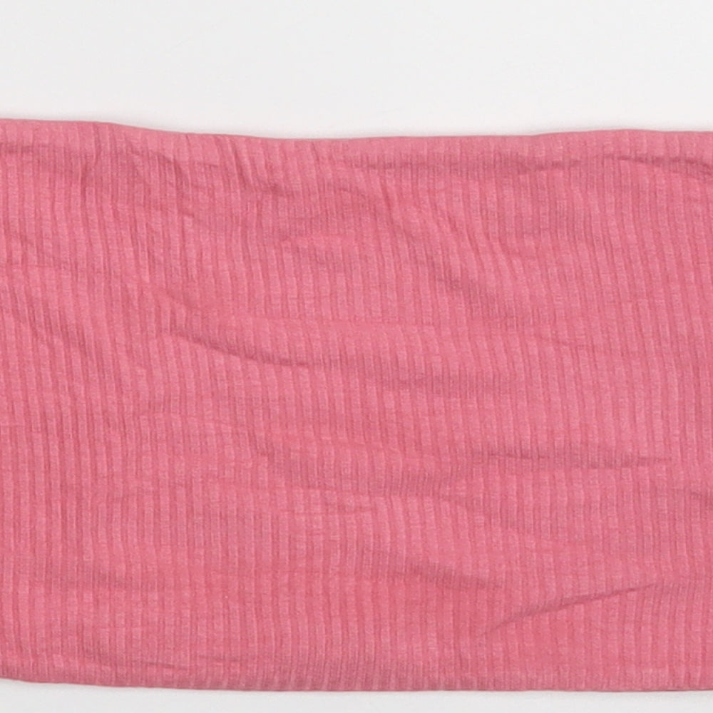 Topshop Womens Pink Viscose Cropped T-Shirt Size 4 Off the Shoulder - Band Tee