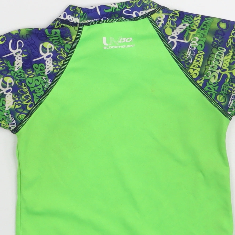 Speedo Boys Green 100% Polyester Pullover T-Shirt Size 12-18 Months Crew Neck - Size: S (11-15kgs)