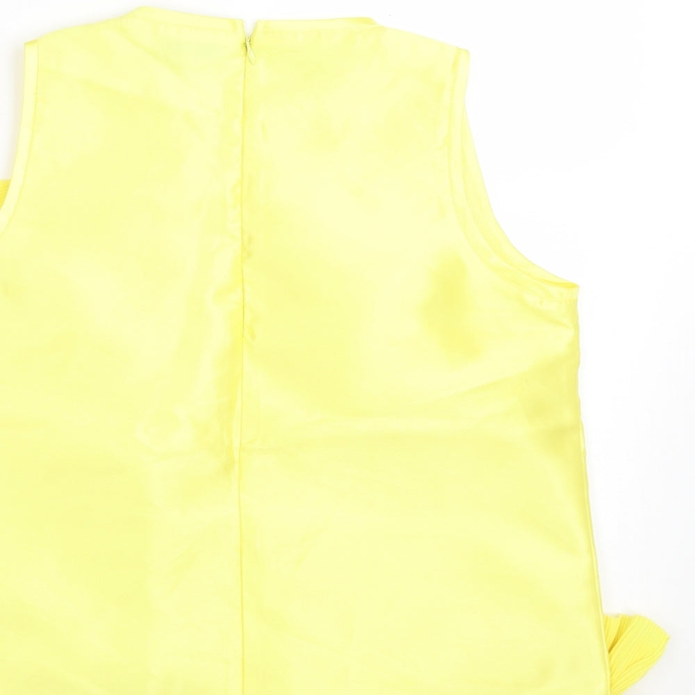 Minueto Womens Yellow Polyester Basic Blouse Size M Crew Neck