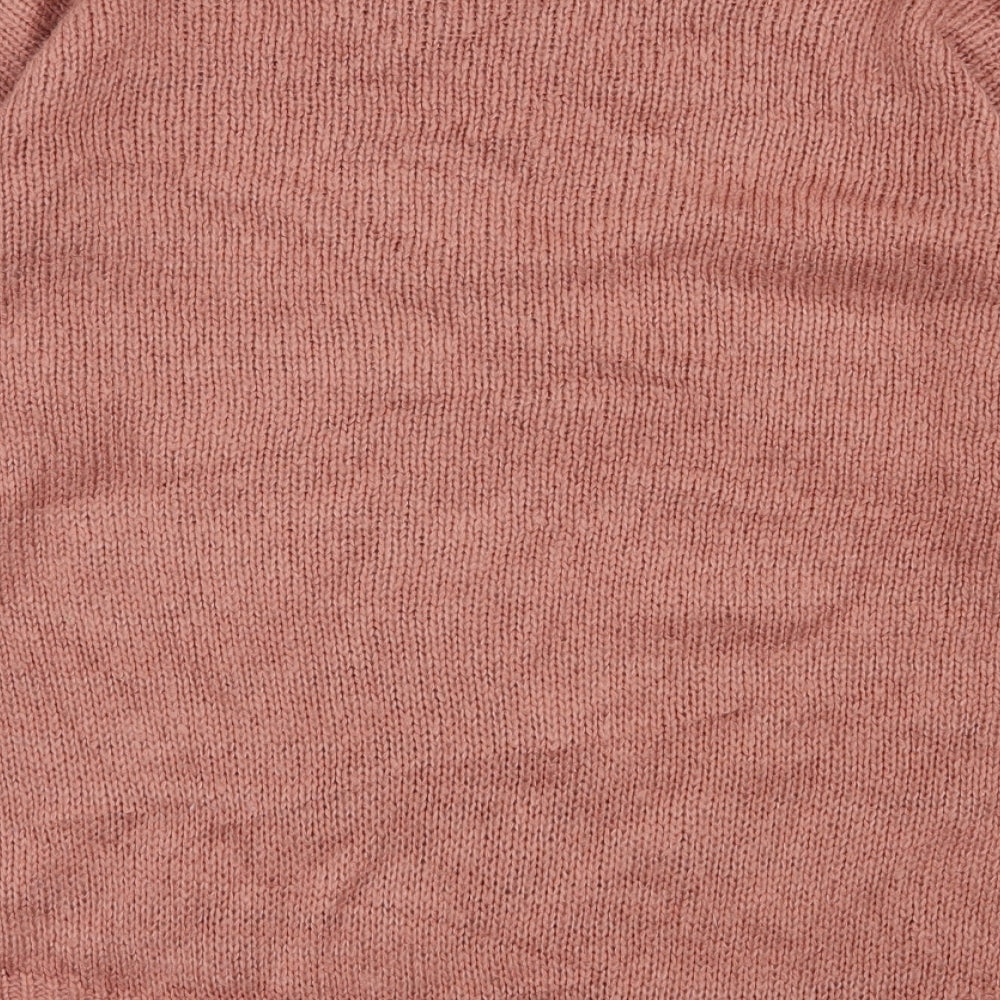 New Look Womens Pink Round Neck Acrylic Pullover Jumper Size S