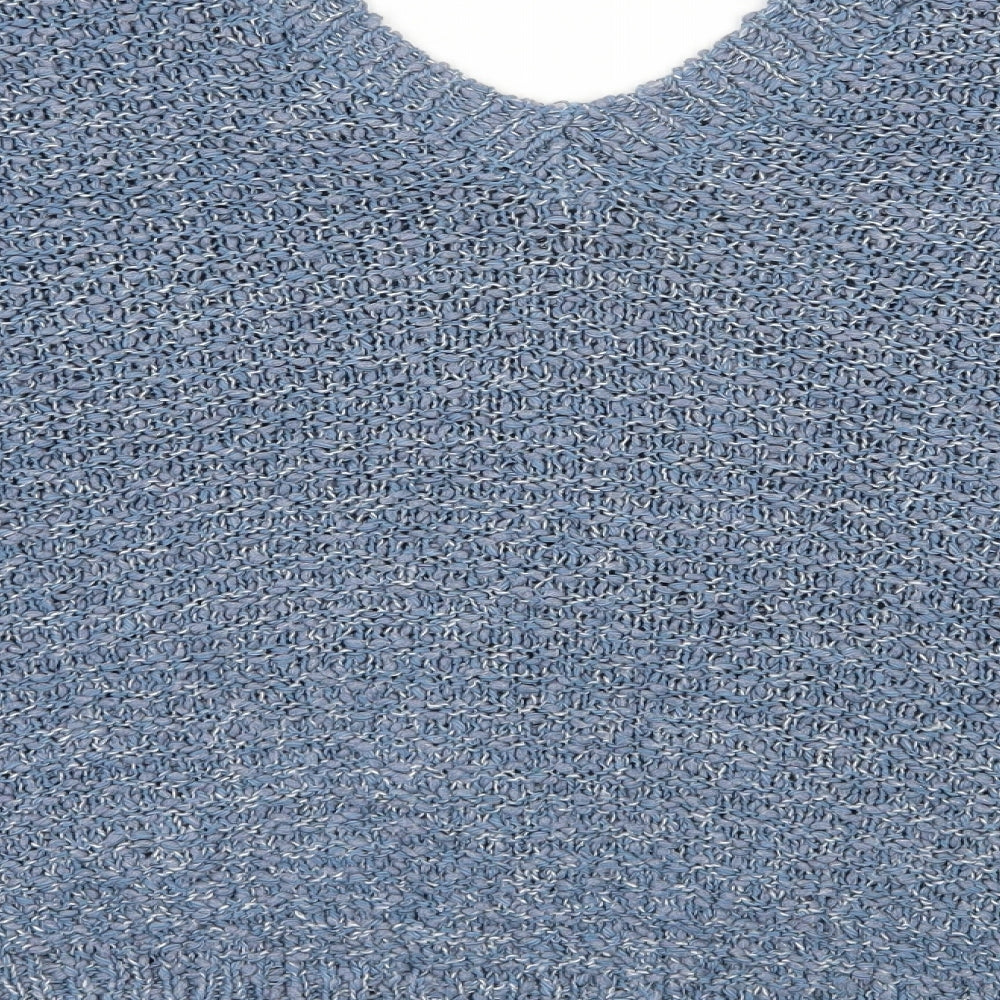 River Island Womens Blue V-Neck Polyamide Pullover Jumper Size 16