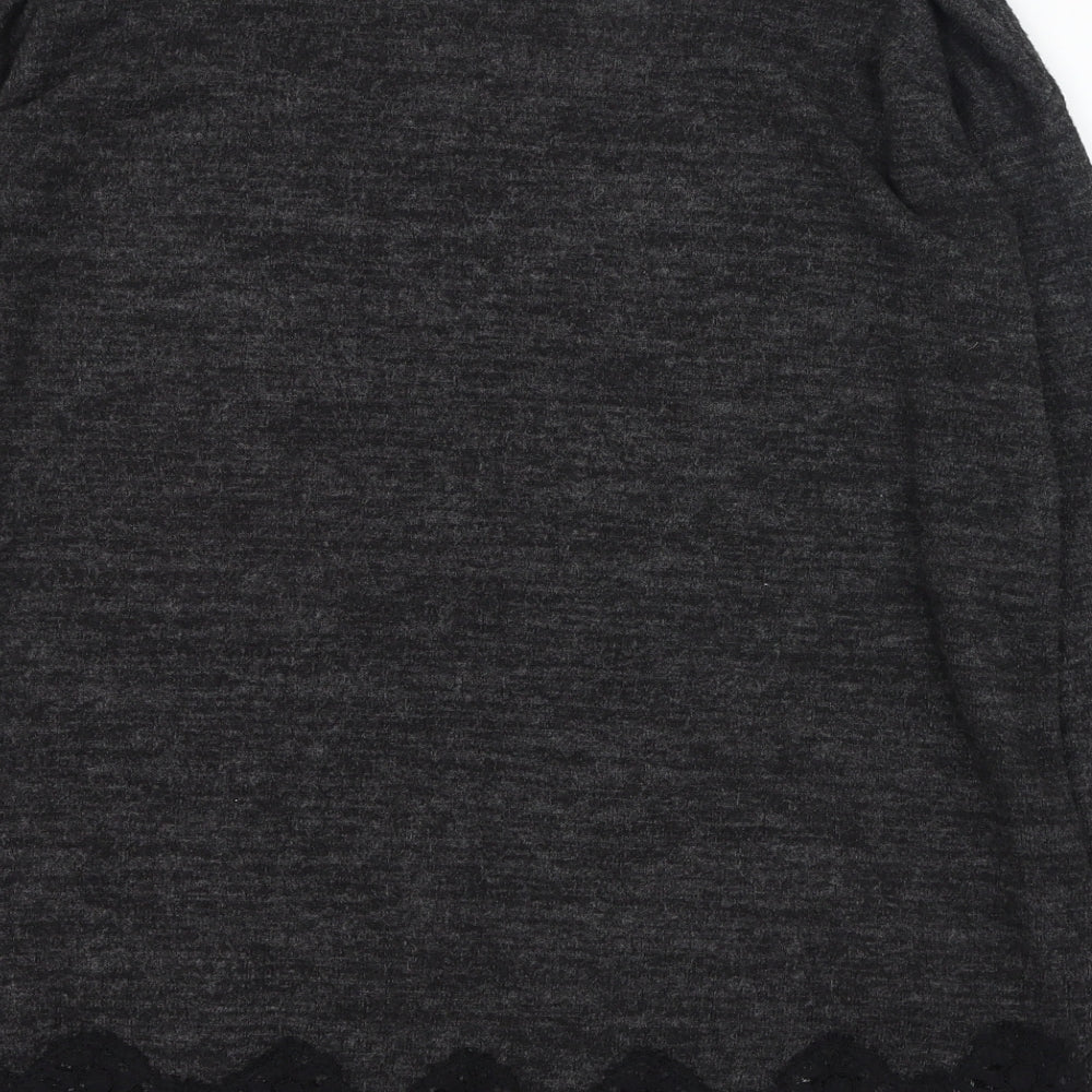 F&F Womens Black Round Neck Polyester Pullover Jumper Size 10