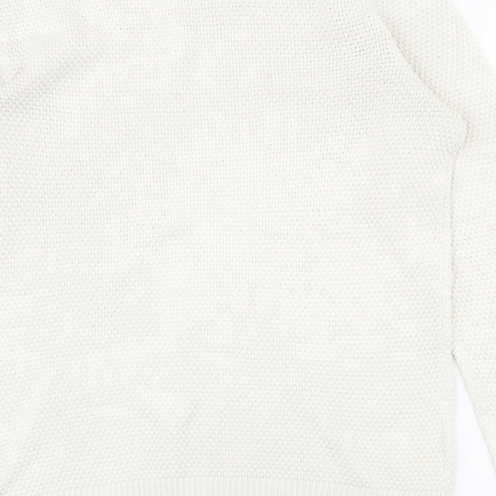 VILA Womens White Round Neck Acrylic Pullover Jumper Size L