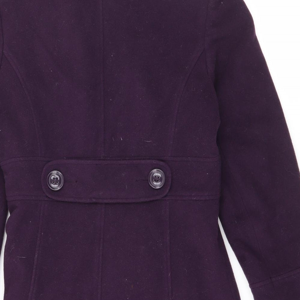 BHS Womens Purple Overcoat Coat Size 10 Button