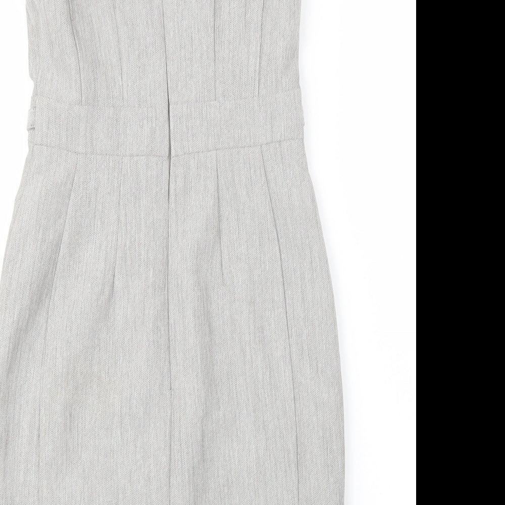 Primark Womens Grey Polyester Pencil Dress Size 4 Boat Neck Zip