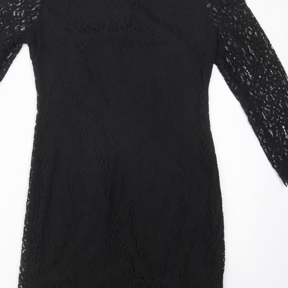 Atmosphere Womens Black Cotton Pencil Dress Size 8 Boat Neck Pullover