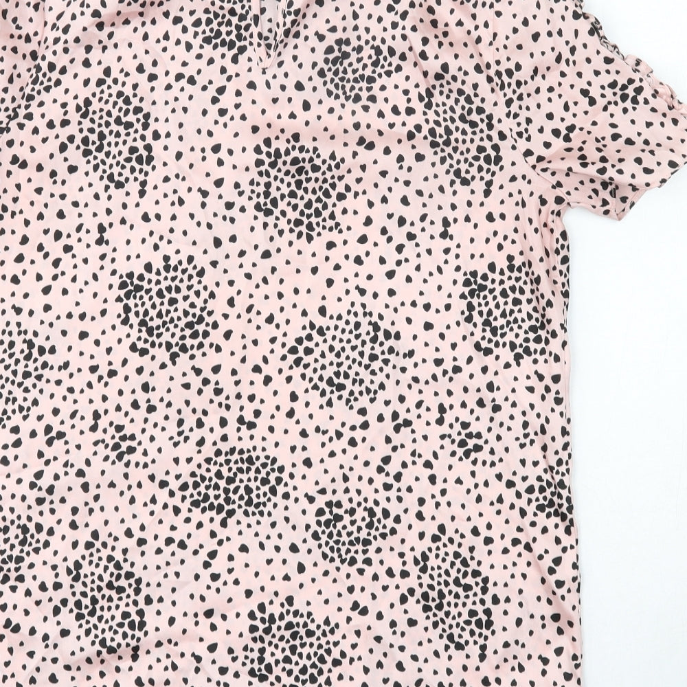 River Island Womens Pink Geometric Polyester Basic Blouse Size 8 Collared
