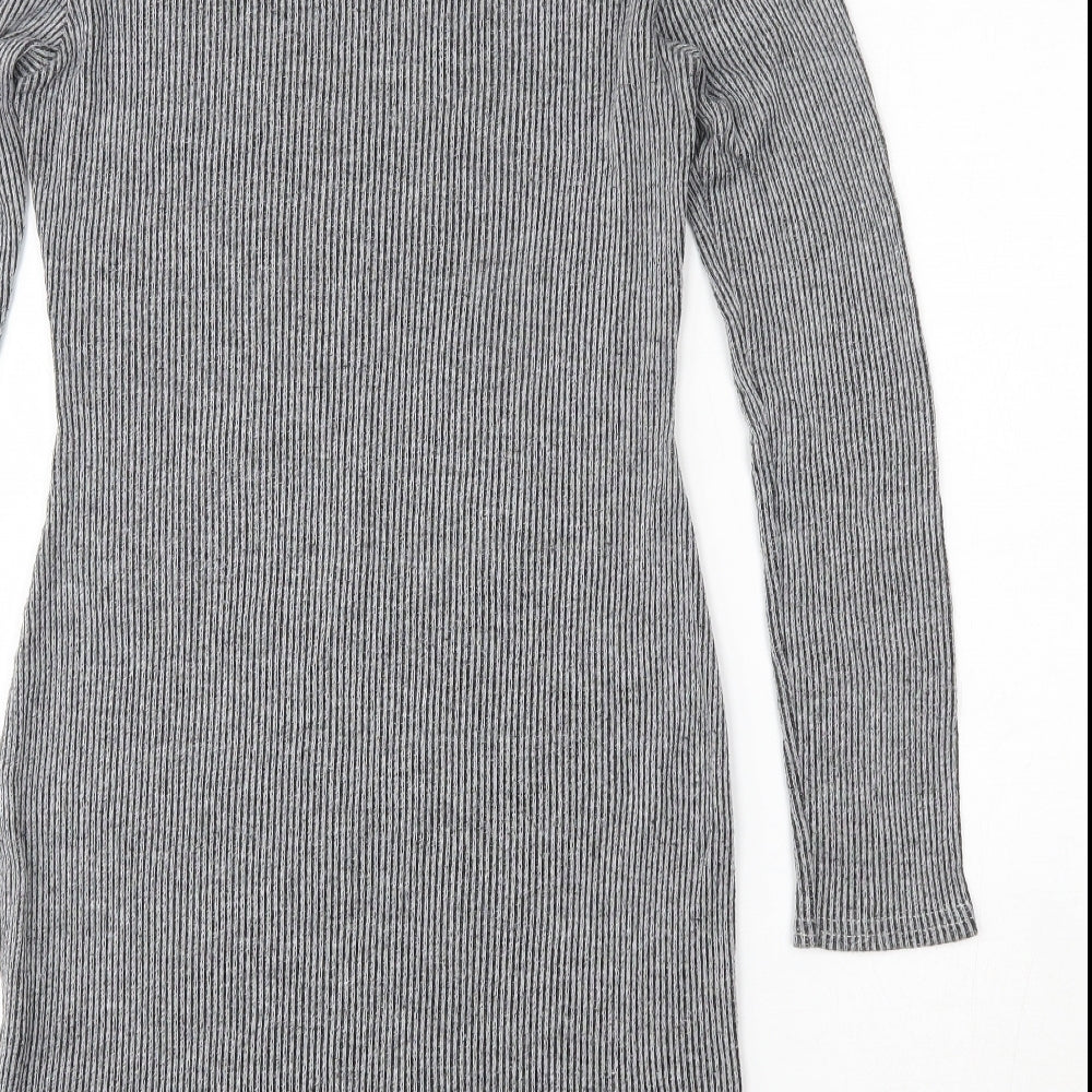 Graffic Womens Grey Polyester Bodycon Size 12 Round Neck