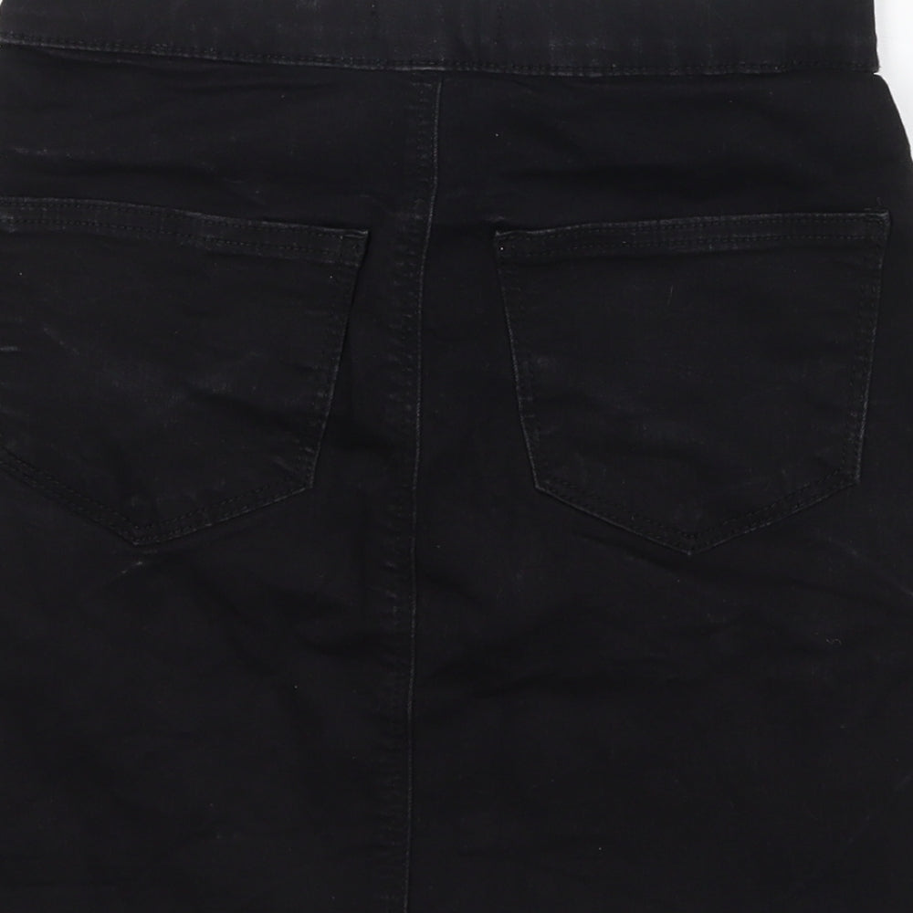 Topshop Womens Black Cotton Mini Skirt Size 8 Button