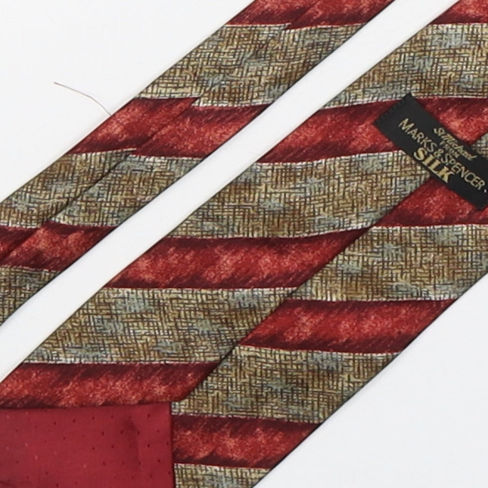 Marks & Spencer Mens Multicoloured Striped Silk Pointed Tie One Size