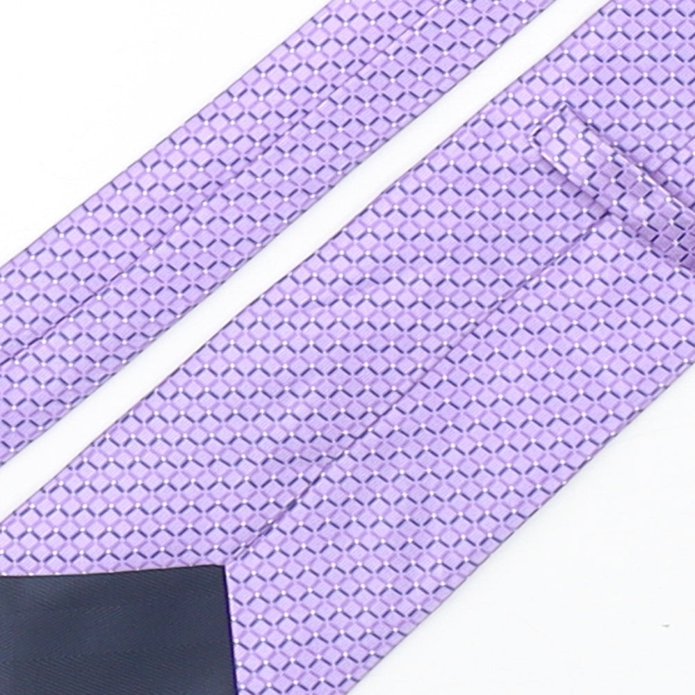 Marks & Spencer Mens Purple Geometric Silk Pointed Tie One Size