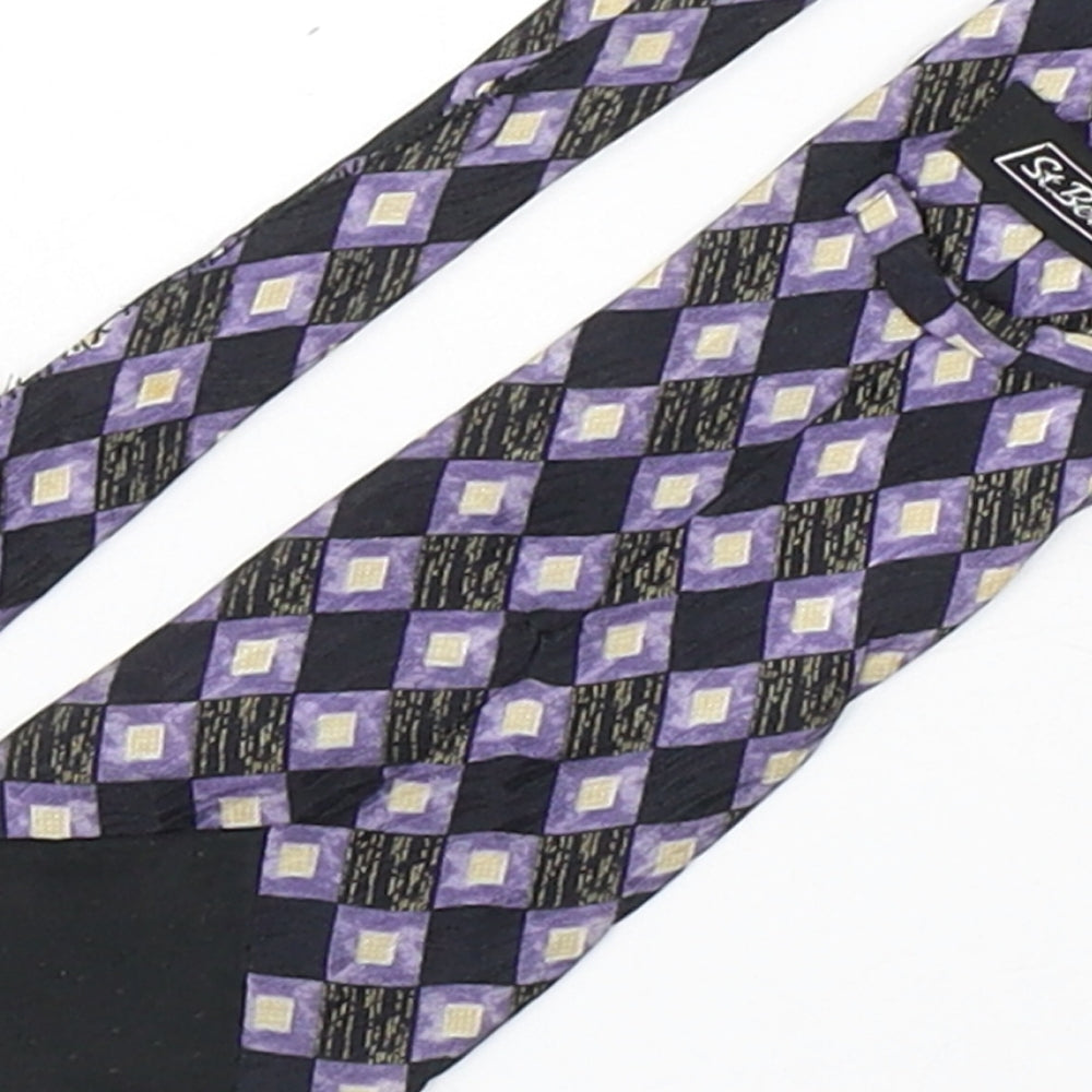 StBernard Mens Multicoloured Geometric Silk Pointed Tie One Size